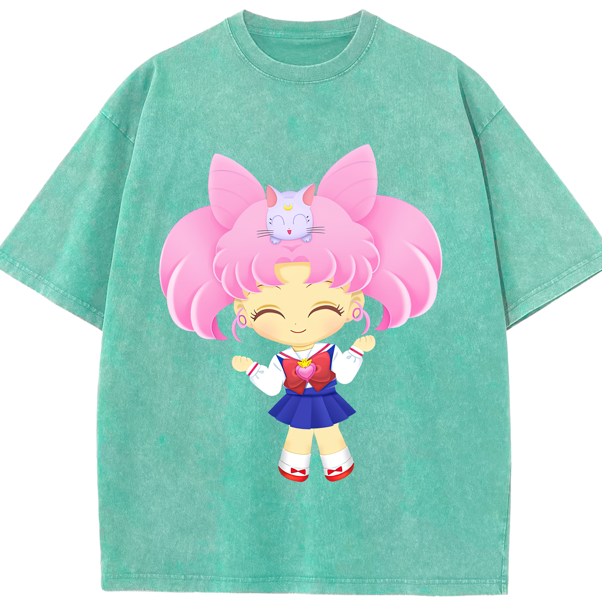 （画像用） 美少女戦士セーラームーン ちびうさ Sailor Moon Chibiusa Tsukino Usagi Small Lady Serenity 綿100% ヴィンテージ風 半袖Tシャツ（フロントプリント）